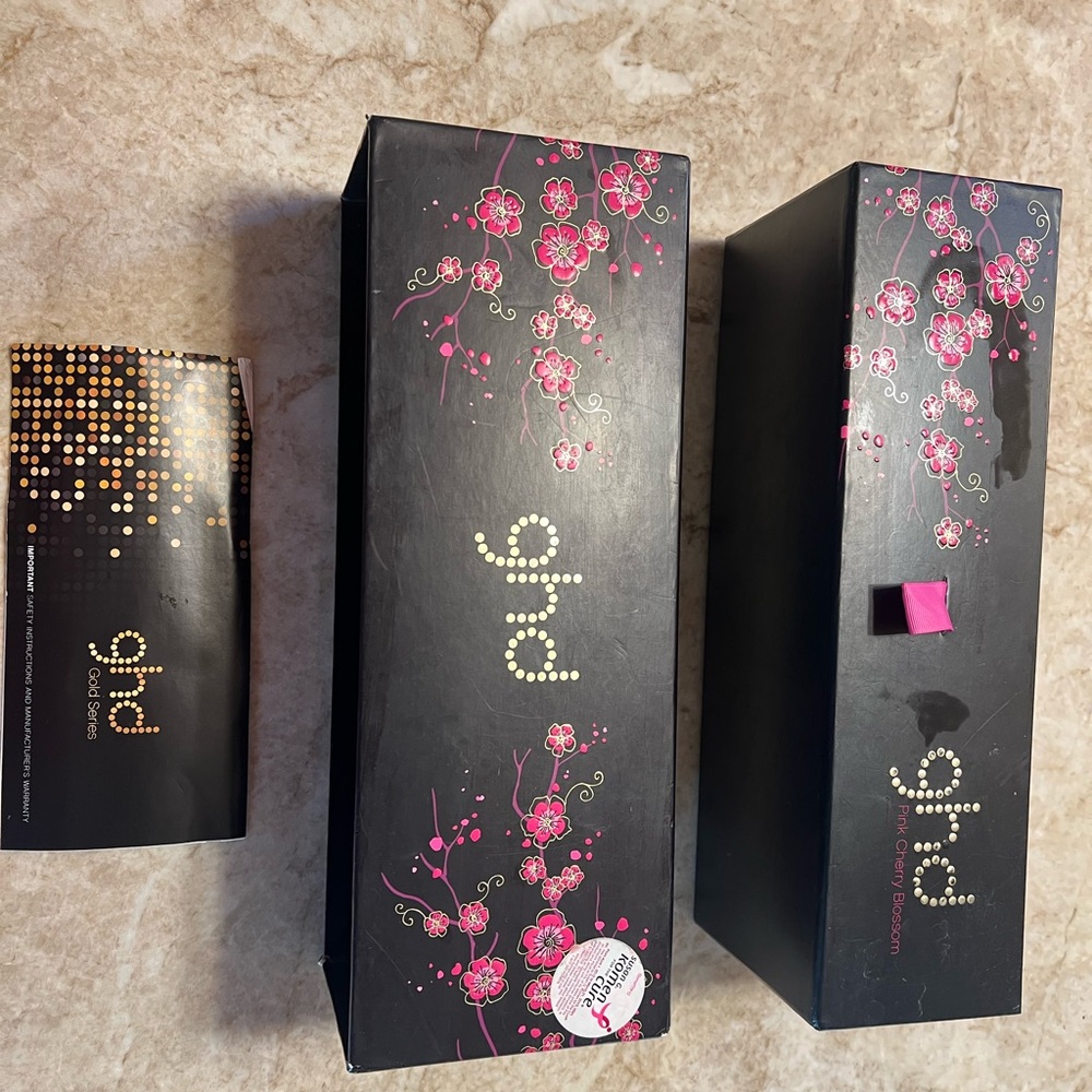 GHD Black and Pink Cherry Blossom 1inch flat iron.